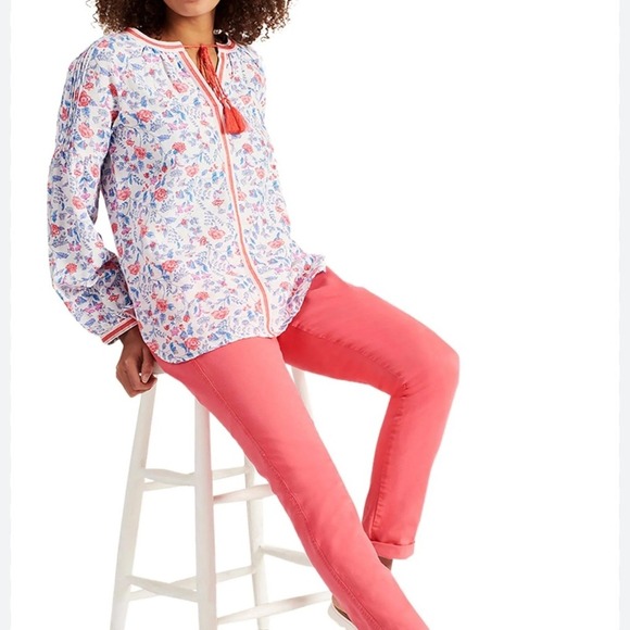 Joules NWOT Size US 4 the Yolanda cotton Linen Floral Tunic with Tassels - Picture 2 of 13